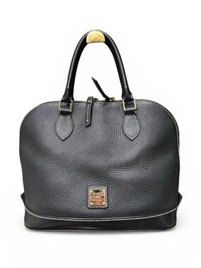 Dooney & Bourke Black Pebbled Leather Satchel Zip Dome Bag Crossbody
